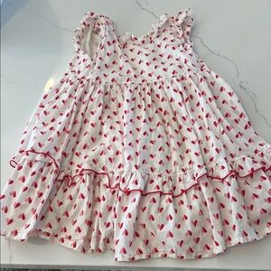 Pink Chicken Dress with Red Heart Print